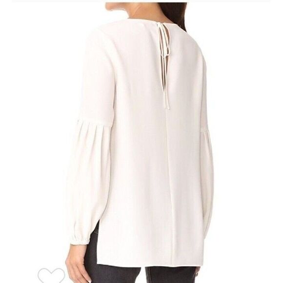 Elizabeth and James Harriet Pleated Long Balloon Sleeve Tie Neck Blouse XS - Picture 6 of 13